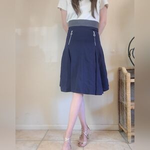 Lacoste classy long midi a-line navy blue skirt size 26/ xxs